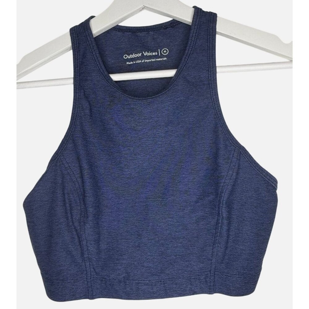 Outdoor Voices Womens Navy Racerback Sports Bra M High Neck Cropped